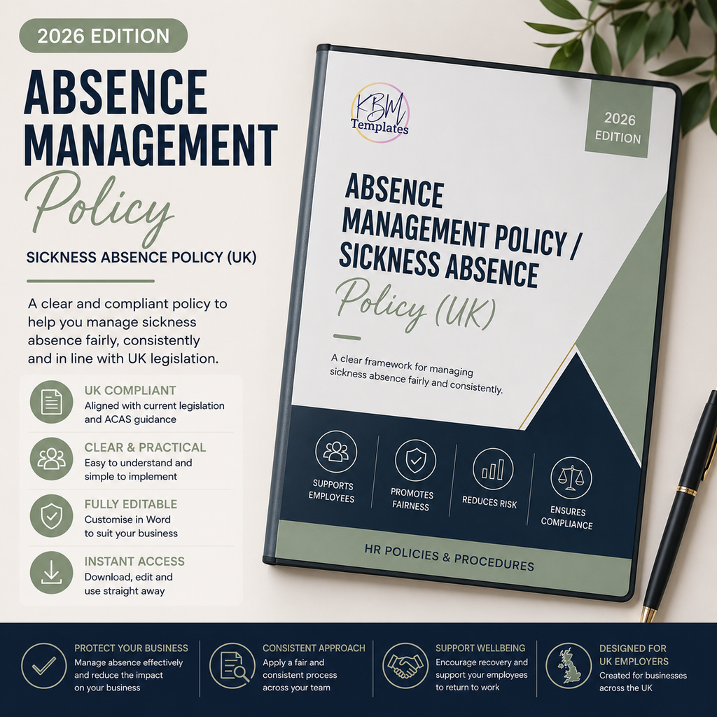 Absence Management Policy / Sickness Absence Policy (UK) 2026 Edition